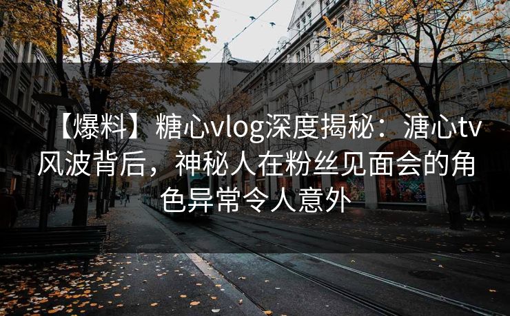 【爆料】糖心vlog深度揭秘:溏心tv风波背后,神秘人在粉丝见面会的角色异常令人意外 【爆料】糖心vlog深度揭秘:溏心tv风波背后,神秘人在粉丝见面会的角色异常令人意外